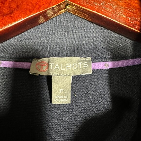 T by Talbots Jacket Womens P Full Zip Blue Knit Pockets - Picture 4 of 7